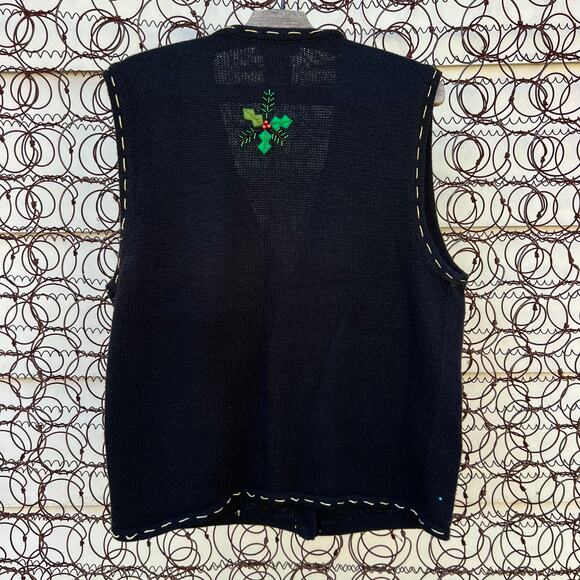 VTG Y2K White Stag Ugly Christmas Elves Wrecking Ball Ornament Sweater Vest MED - Picture 2 of 5